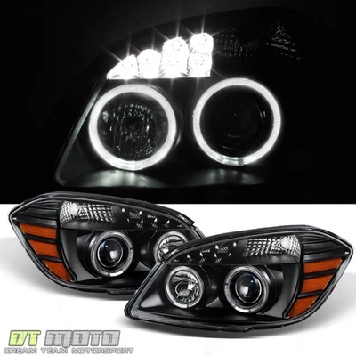 Faros proyectores LED halo izquierda+derecha negros para 05-10 Cobalt 07-10 Pontiac G5 Foto 1 de 4