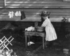 Victorian Little Girl Doing Laundry Classic 8 by 10 Reprint Photograph