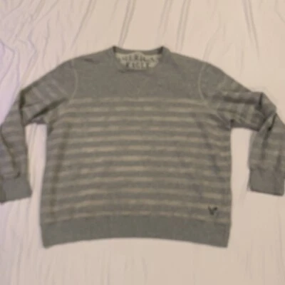 Sudadera de felpa de gran tamaño para hombre American Eagle talla 2XL gris a rayas Foto 1 de 4