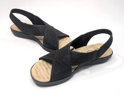 Easy Street Claudia Black Comfort Wave Cutout Women's Sandals - Size 8 NWB - Image 1 of 4