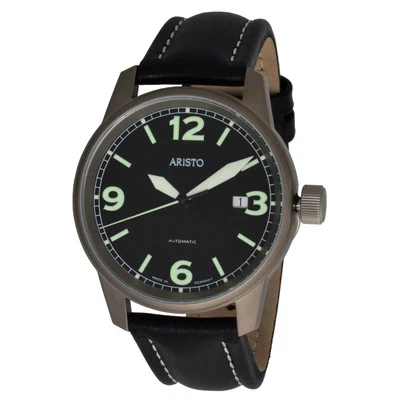 Relógio aviador Aristo unissex titânio modelo 5H67Ti 5ATM movimento automático suíço - Imagem 1 de 3