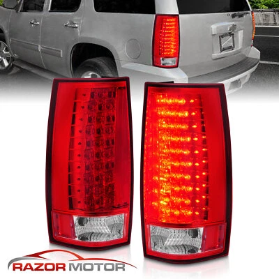 2007-2014 For Chevy Suburban Tahoe GMC Yukon Denali Red Clear LED Tail Lights - Image 1 of 4