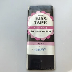 Vtg J. & P. Coats Double Fold Bias Tape 3 Yards Navy Stretch New Unopened - Picture 1 of 5