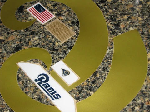 LOS ANGELES ST. LOUIS RAMS Gold Football Helmet Decal Set FULL Size 3M 20MIL Cover