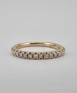 Designer 14K Rose Gold .18ct Diamond Stacking Wedding Half Eternity Band Ring - Picture 1 of 9