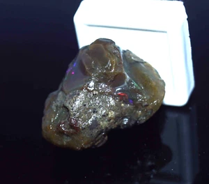Certified 82.35 Natural Ethiopian Black Opal Welo Fire Rough Loose Gemstone - Picture 1 of 5