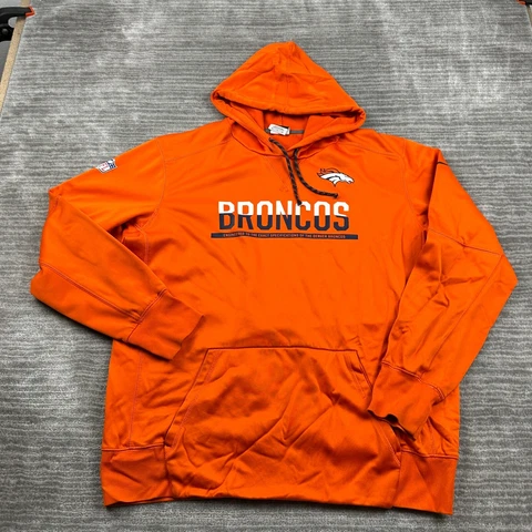 Denver Broncos Sweater Mens XL Extra Large Orange Hoodie NFL Football Therma Fit Cover