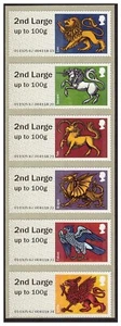Post & Go Heraldic Beasts 2nd Class Large MA15 strip of 6. MNH. - Picture 1 of 1