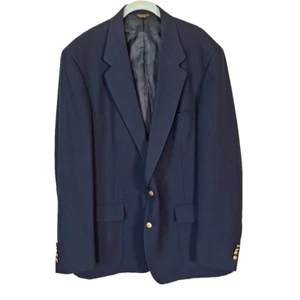 Vtg John Weitz Navy Blue Gold 2 Button Nautical Sport Jacket Blazer Men Size 46L - Picture 1 of 8