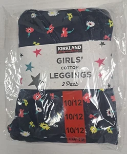 Kirkland Signature Girls’ 2-Pack Leggings Blue Floral Size 10/12 - Picture 1 of 2