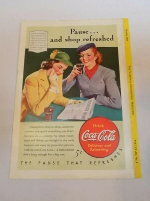 Coca Cola National Geographic Ad October 1940 Greyhound Super Coach Bus Lines  - Image 1 of 3