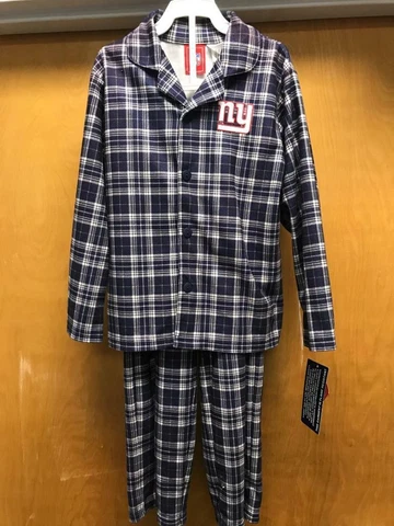 New York Giants 2pc FLANNEL PAJAMAS 100% Polyester Flame Resistant NWT Size 7 Cover