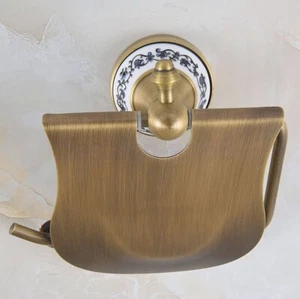 Antique Brass Ceramic Base Bathroom Wall Mounted Toilet Paper Roll Holder fba774 - Picture 1 of 7