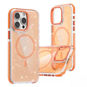 Custodia magnetica glitter per iPhone 16 15 14 13 12 Pro Max sottile trasparente robusta cover - Foto 1 di 15