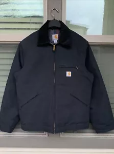 Carhartt Detroit Jacket J001 MEDIUM TALL Black Blanket Line Canvas Duck TAILORED - Picture 1 of 18