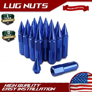 20PCS M12X1.5 Cap Spiked Extended 60mm BULE Tuner Aluminum Wheels Rims Lug Nuts - Picture 1 of 11