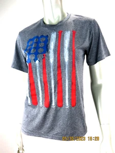 TEK GEAR SZ L 100% Polye Made Haiti Gray Baseball Athletic Tee Shirt Blouse Top - Picture 1 of 13