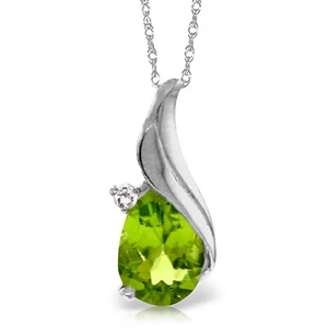 2,03 ctw 14K massives Weißgold feines Collier 16-24" Diamant Peridot - Bild 1 von 6