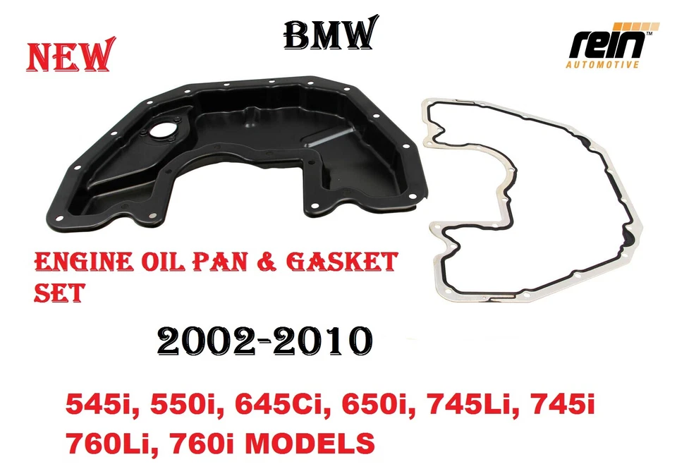 Conjunto de bandeja e junta de óleo inferior do motor para 02-10 BMW 545i 550i 645Ci 650i 745Li 760i - Imagem 1 de 4