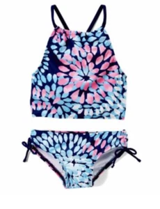Kanu Surf 2 Piece Set Daisy Beach Navy Halter Tankini Girls Size 8 1139 - Picture 1 of 3