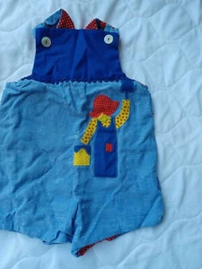 Vintage Baby Romper Overalls Airplane Blue One Piece Size 12 Months girl no size - Picture 1 of 8