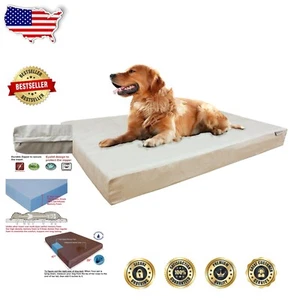 Premium Waterproof Memory Foam Dog Bed with Removable Microfiber Cover 47"x29" - Picture 1 of 10