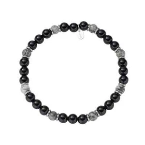AMEN GIOIELLI BRACCIALE ELASTICO con Acciaio e Agata Grigia e Nera ACBRU6EL08 - Foto 1 di 2
