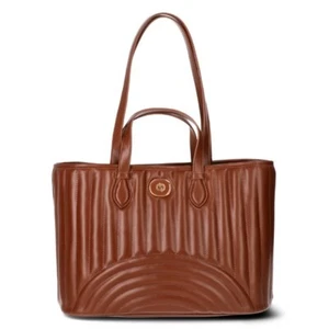 Time and True Kunstleder Chloe Tasche große gesteppte Handtasche, cognac - Bild 1 von 4