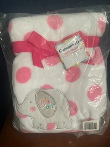 Garanimals White Pink Polka Dot Elephant Baby Blanket/Lovey 40" x 30" NEW - Picture 1 of 4