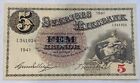 World Paper Money - Sweden - 5 Kronor - 1941 - Xf - Rare Year