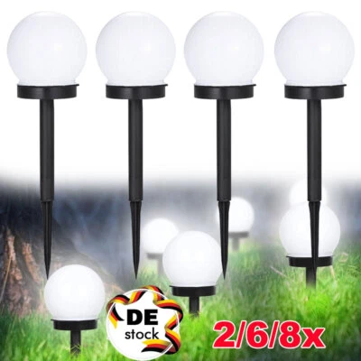 6er LED Solar Gartenleuchte Kugel Set Solarleuchte Außen Garten Lampe Leuchte - Bild 1 von 4