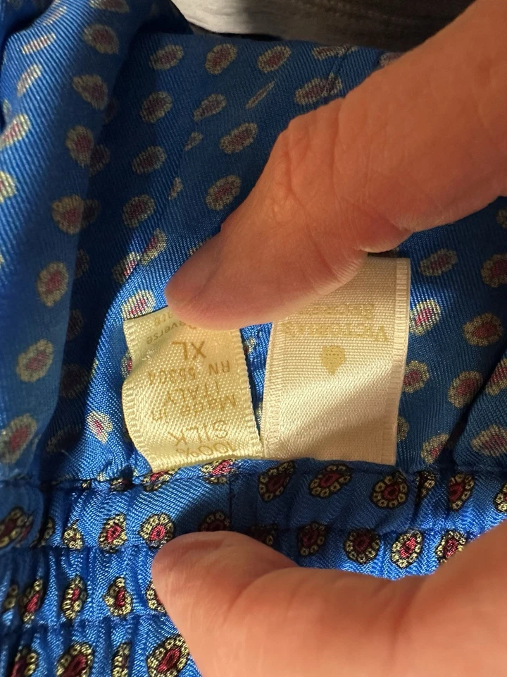 Boxer Victoria's Secret Vintage Etiqueta Dorada 100% Seda Azul Foto 1 de 4