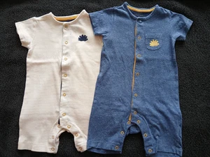 Set of2 Dinosaur theme 100% Cotton Rompers/All in ones, boy 12-18mths Mothercare - Picture 1 of 9