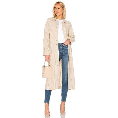 NWT Free People MEET ME IN MONTAUK Linen Duster, Sand, Size Large - Image 1 of 4