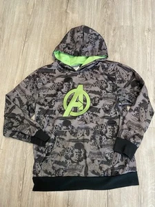 Boys Marvel Avengers Pull Over Hoodie, XL 14-16, Gray Green Hulk - Picture 1 of 2