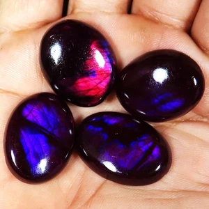 Cabochon ovale labradorite colore 127,45 ct ~ lotto di 4 pezzi ~ pietra preziosa sfusa HJ-28 - Foto 1 di 7
