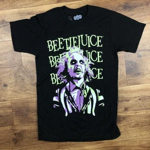 Beetlejuice Men Sz S Black Short Sleeve Tee Beetlejuice Print - Picture 1 of 4