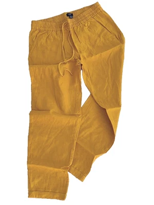 PANTALÓN TOBILLO JCREW LINO ALGODÓN CASUAL crop talla 4 dijon mostaza Foto 1 de 3