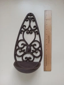 Mangiatoia per uccellini vintage in ghisa da appendere a parete 11" x 5,6" - Foto 1 di 11