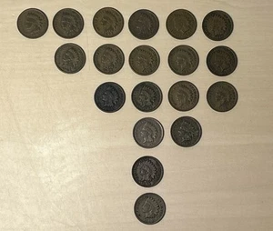 Lot of 19 Indian Head Cents, Pennies, well circulated, 1902, 1903, 1905-1908 - Picture 1 of 4