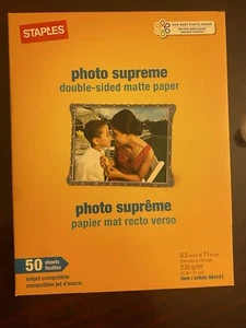 STAPLES Supreme Photo Paper-Double Sided Matte 50 Pack-8-1/2" X 11" - BRAND NEW - Picture 1 of 2