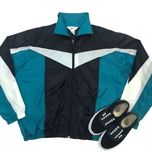 Vintage 90s Haband Full Zip Windbreaker Track Jacket ColorBlock - Large - Bild 1 von 10