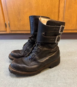 Vtg Yugoslavian M-55 Double Buckle Military Boots Bike Rider Patina Sz 41 Sz 8 - Picture 1 of 8