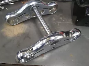 CUSTOM CHROME BILLET INVERTED FORK TRIPLE TREES WITH NECK STEM - Picture 1 of 7