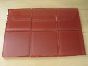 6 American Olean 4x4 Legacy Glass Wall Tiles 4.25" Square LG14 Auburn Red - Picture 1 of 6