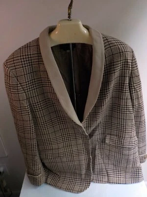 Blazer xadrez GIORGIO ARMANI feito na Itália xadrez 1 botão xale colarinho-lã-tamanho 48 - Imagem 1 de 4