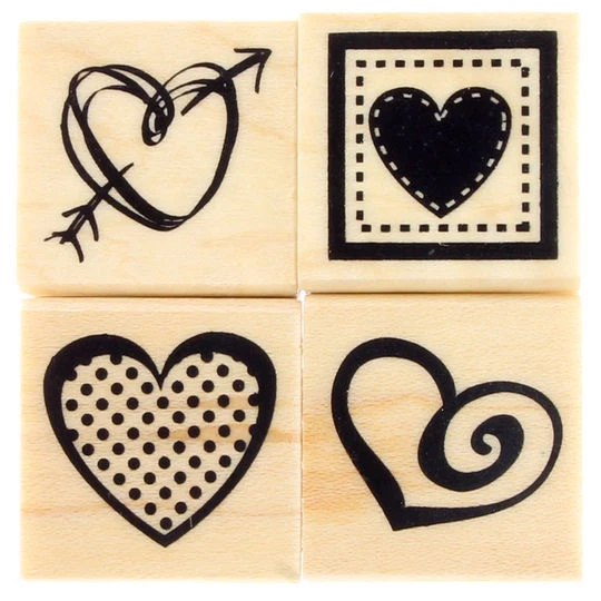 Estampillas de goma CORAZONES 184580 ¡Juego de 4 recuerdos! Boda San Valentín Foto 1 de 1