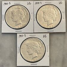 Lot of (3) 1922-S Peace Dollar - VG - Very Good - 90% Silver