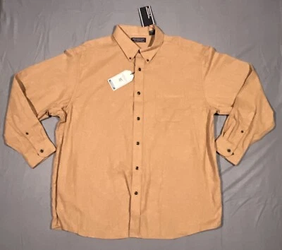 Roundtree & Yorke 葡萄牙法兰绒男式 2XL 长袖衬衫 Lt Brown。 按钮 — 第 1/4 张图片