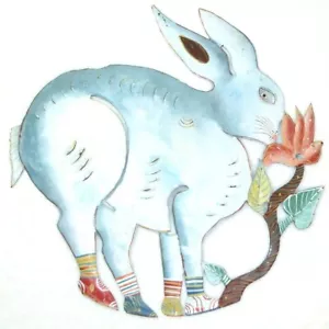 Metal Wall Art Rabbit Bunny Wearing Sneakers E. Christobas? Funky Mixed Media - Picture 1 of 12